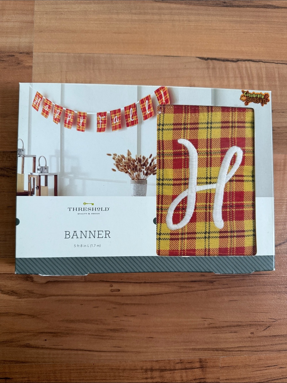 Threshold Plaid 'Happy Fall' Fabric Banner Garland - Red & Yellow/Gold 5 ft 8 in